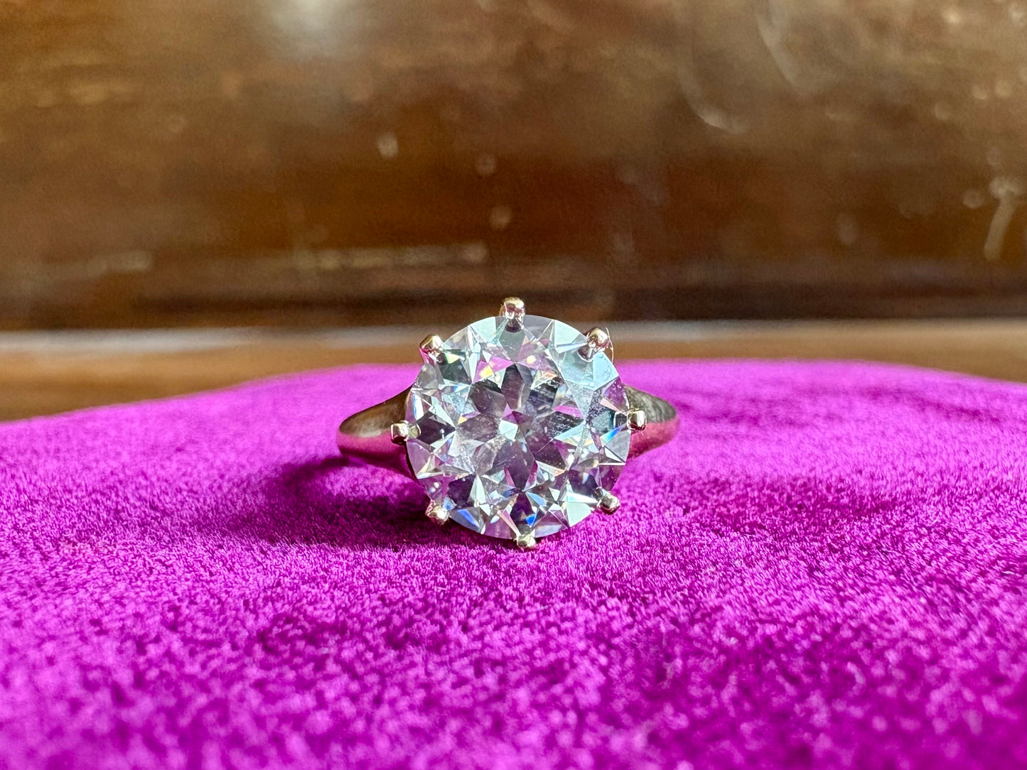 14K Yellow Gold Lab-Grown Euro-Cut Diamond Engagement Ring