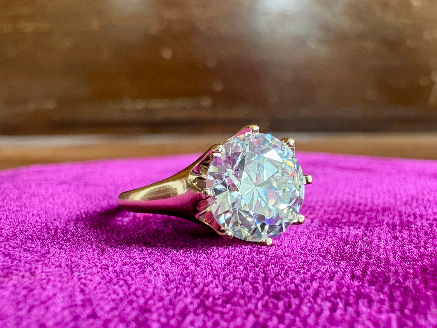 14K Yellow Gold Lab-Grown Euro-Cut Diamond Engagement Ring