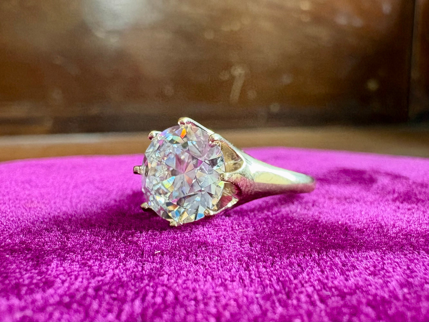 14K Yellow Gold Lab-Grown Euro-Cut Diamond Engagement Ring
