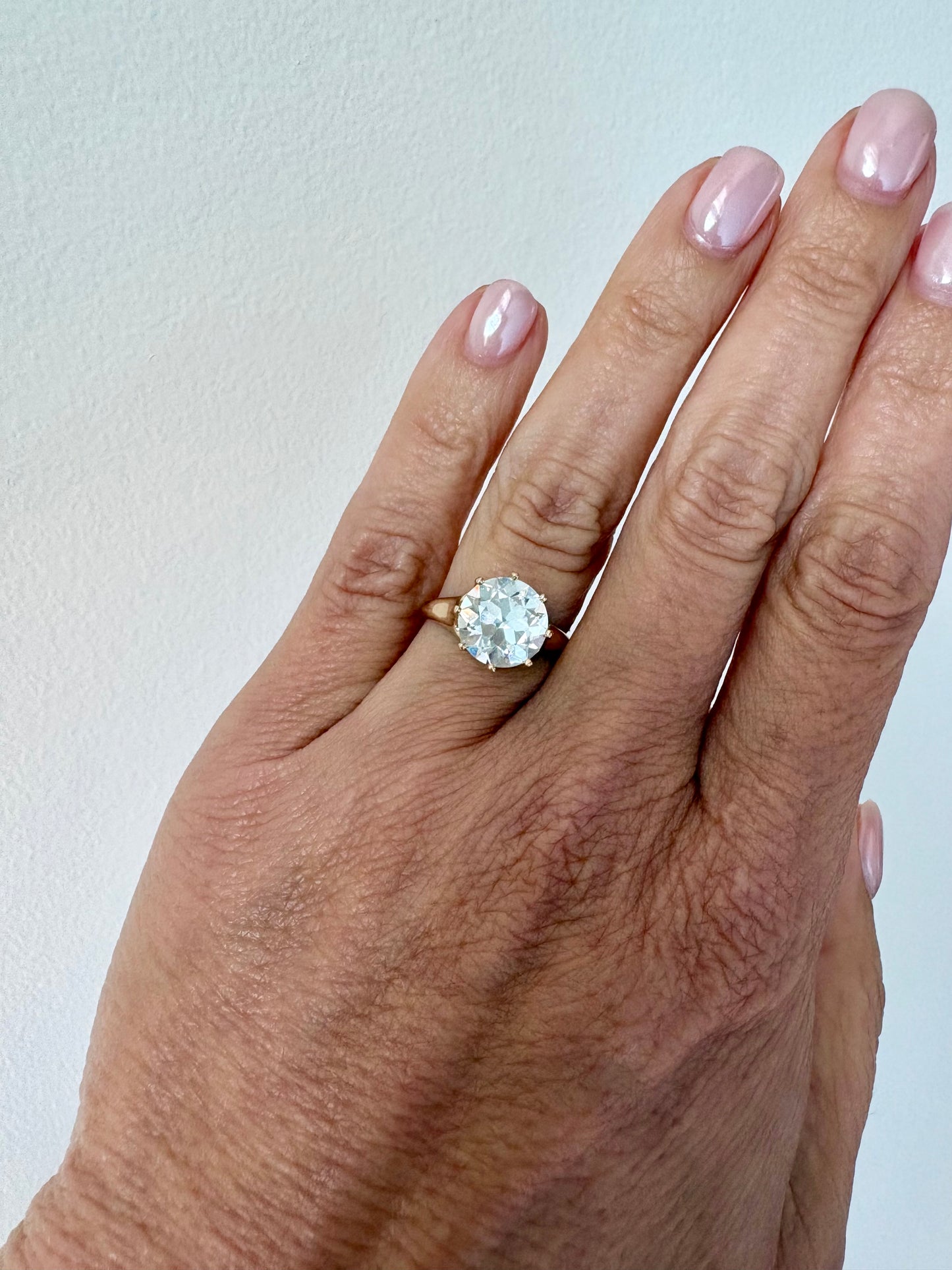 14K Yellow Gold Lab-Grown Euro-Cut Diamond Engagement Ring