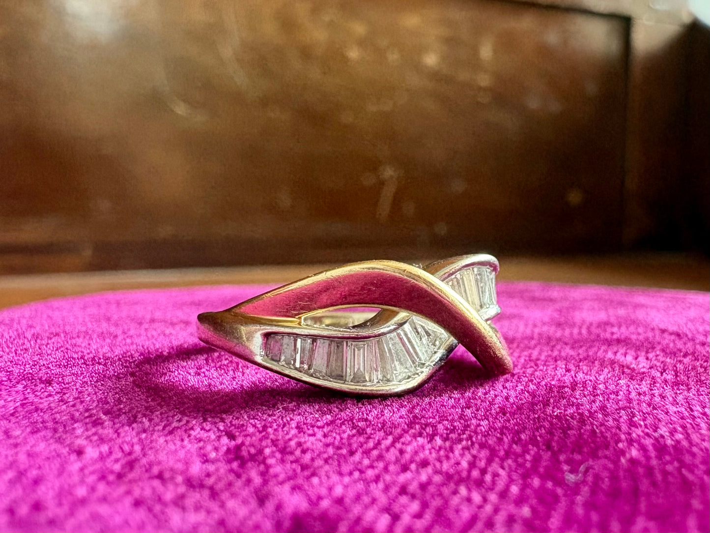 Two-Tone Baguette Diamond 14K Yellow & White Gold Ring