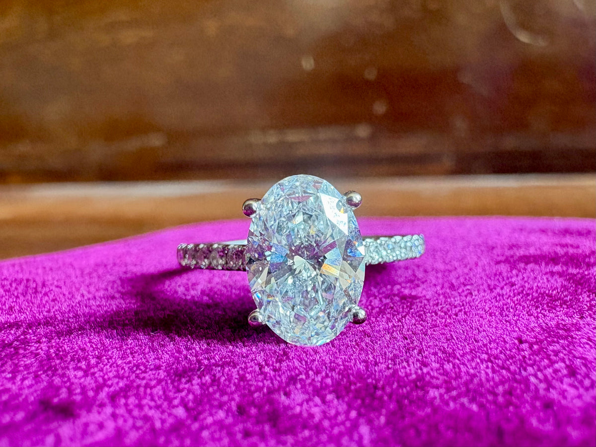 Lab Diamond Oval Hidden Halo 2ct Engagement Ring