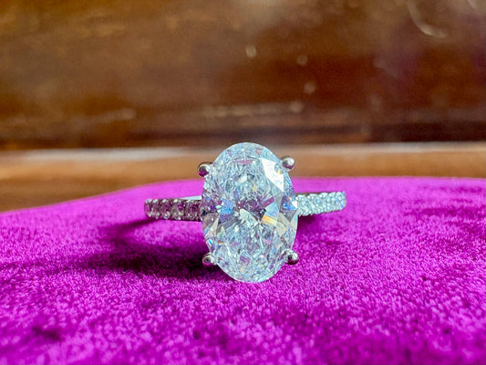 Lab Diamond Oval Hidden Halo 2ct Engagement Ring