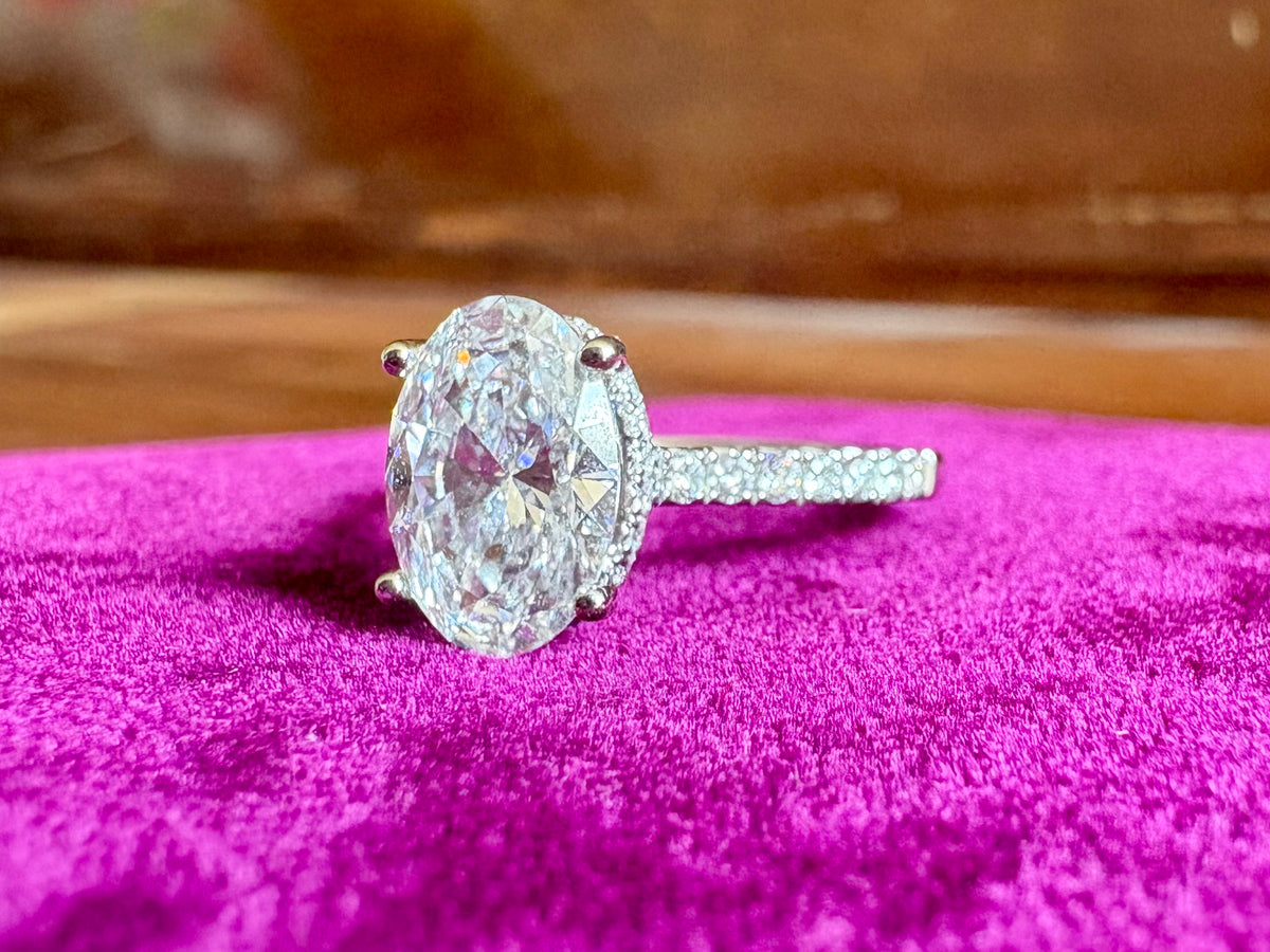 Lab Diamond Oval Hidden Halo 2ct Engagement Ring