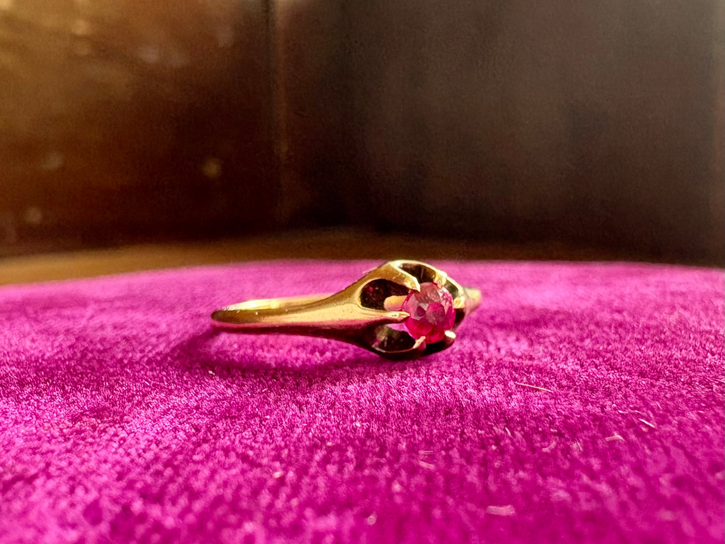 Vintage 14K Yellow Gold Synthetic Ruby Ring