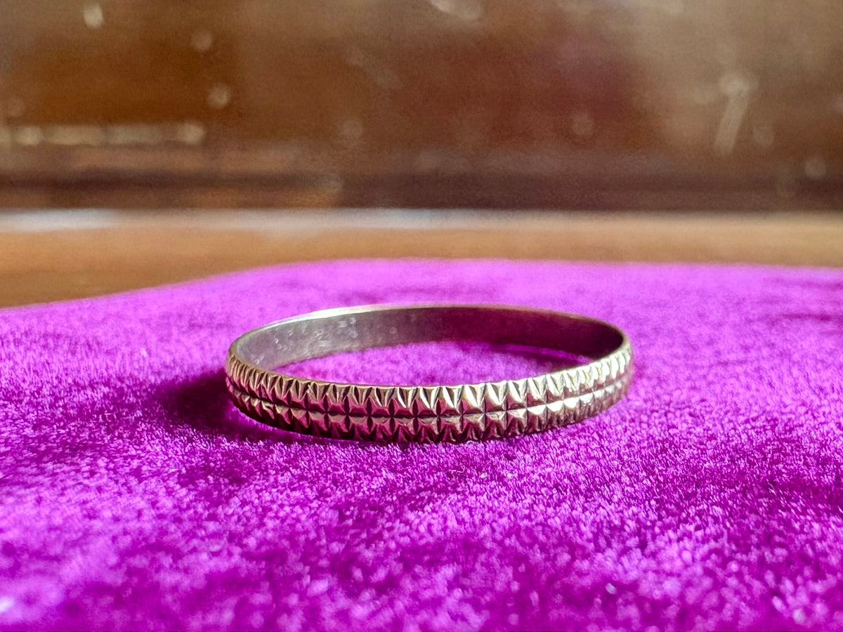 Vintage Milor Italy 18K Yellow Gold Textured Band Ring