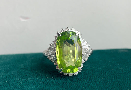 Stunning Peridot and Diamond Statement Ring