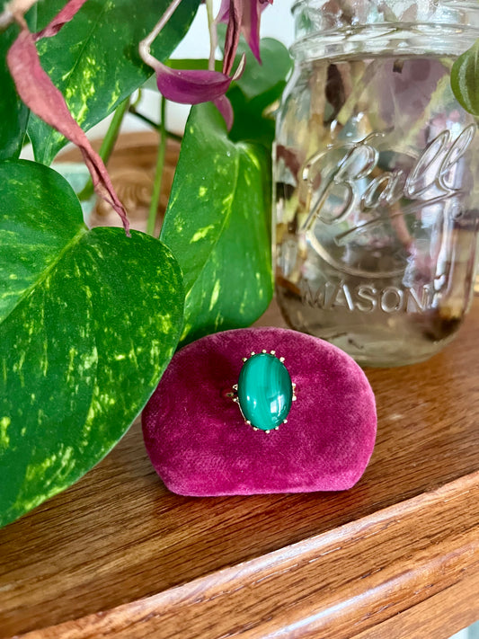 14k YG Malachite Ring