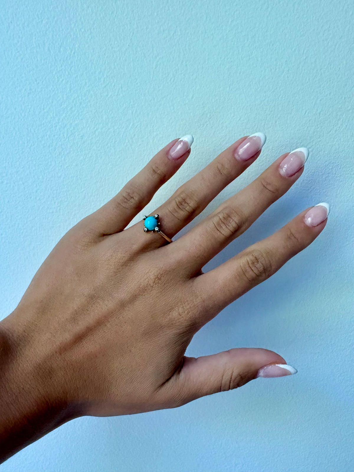 14K Yellow Gold Turquoise & Diamond Ring