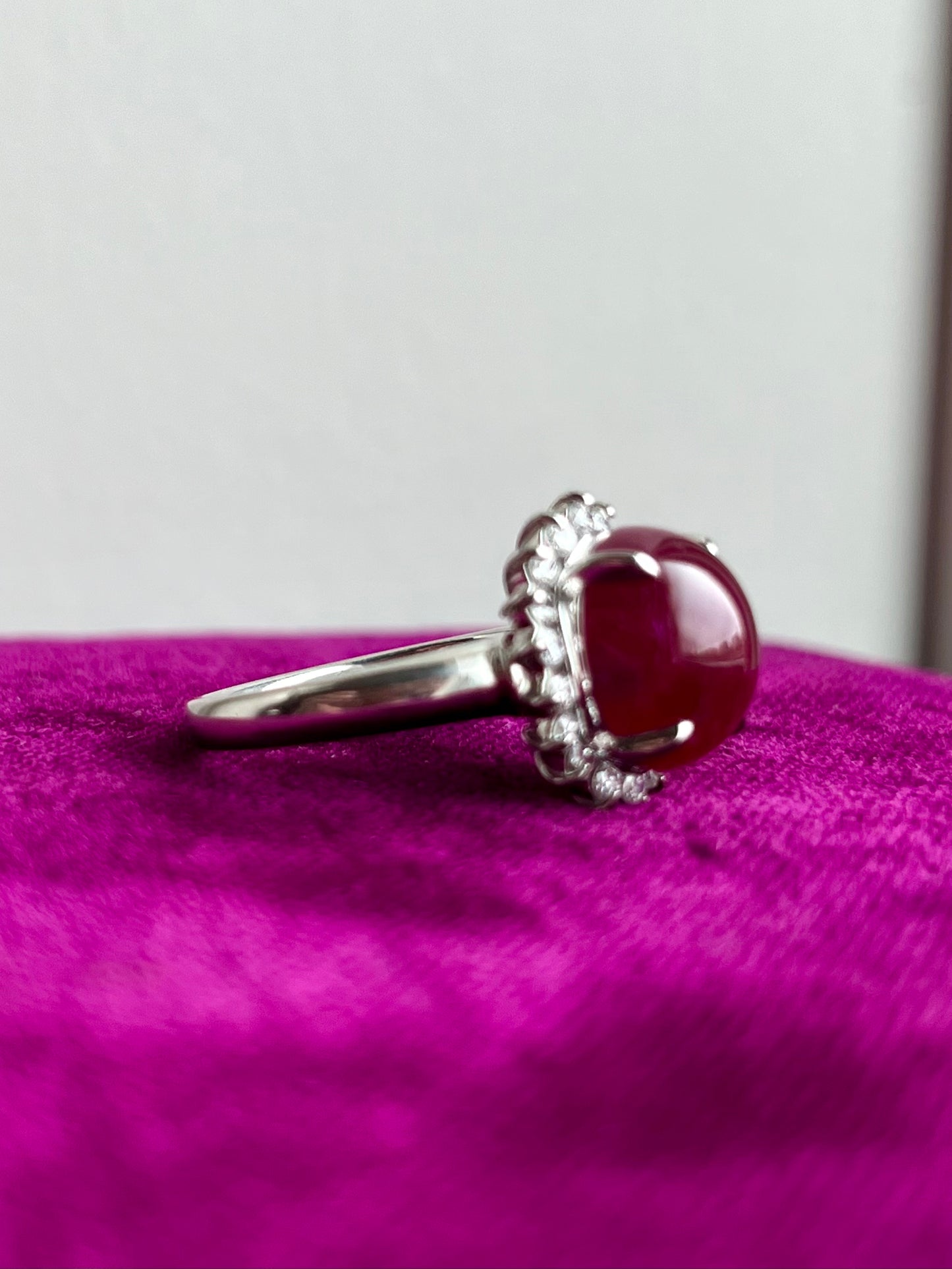 Cabochon Ruby and Diamond Ring