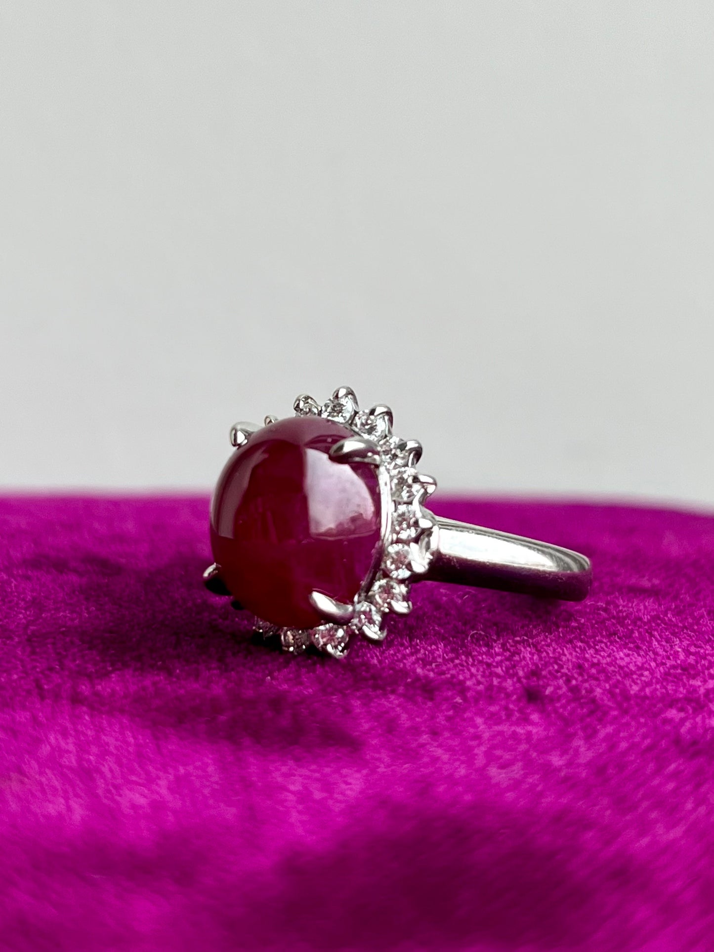 Cabochon Ruby and Diamond Ring