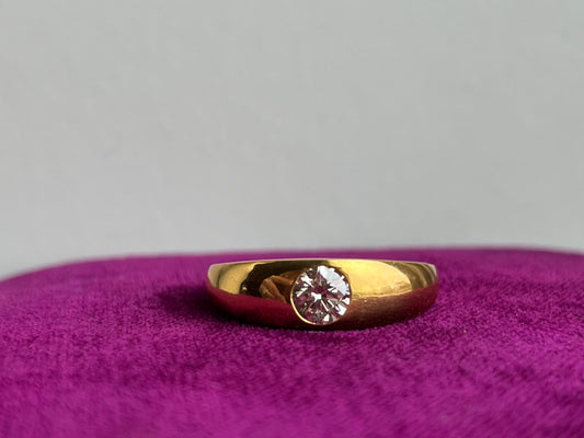 Gypsy style 24k Yellow Gold and .5ct Diamond Ring