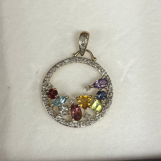 10k Diamond and Multi Stone Pendant
