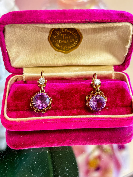 Amethyst Diamond Earrings