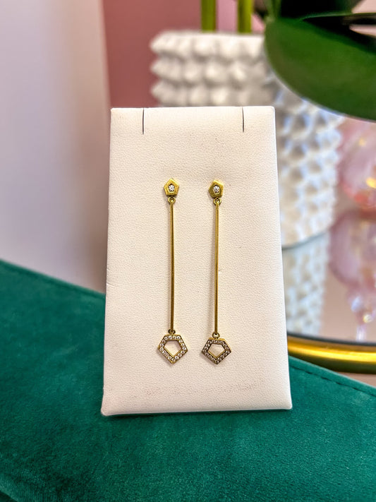 Antique Dangle 18K Diamond Earrings