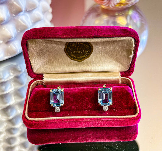 14k Topaz and Diamond Earring