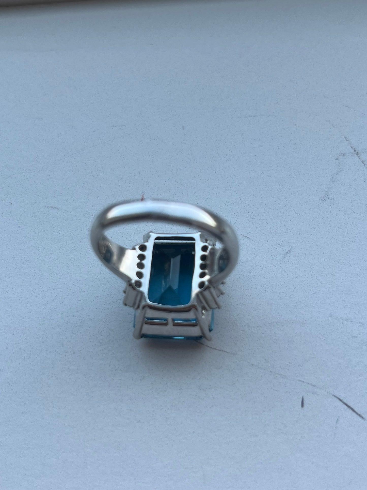 Platinum 15.95ct London Blue Topaz and Diamond Ring