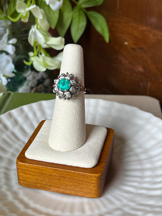 Art Deco Emerald and Diamond Cocktail Ring