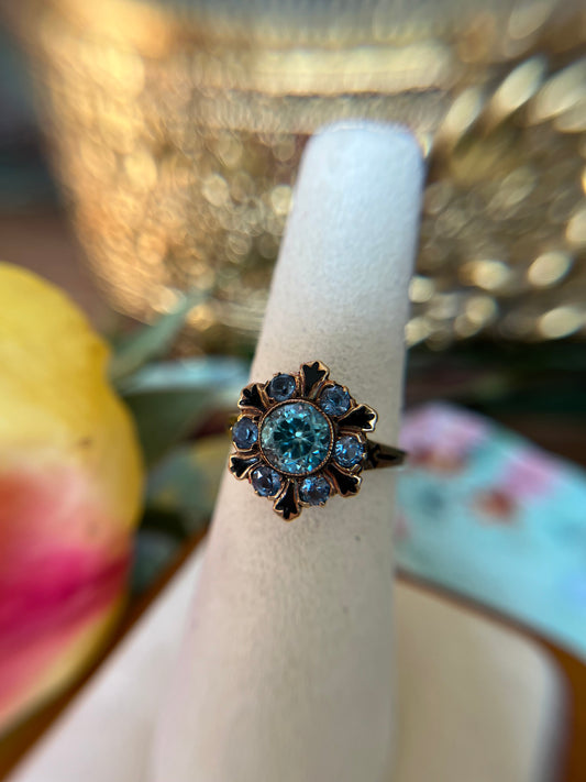 Georgian Zircon and Enamel Ring