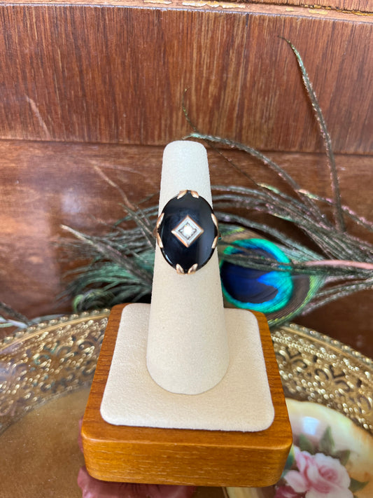 Vintage Onyx and Diamond Ring