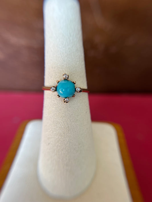 Vintage Turquoise and Diamond Ring