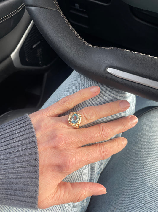 Art Deco 14K Aquamarie Ring