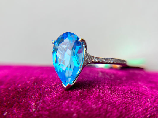 Blue Topaz and Diamond Ring