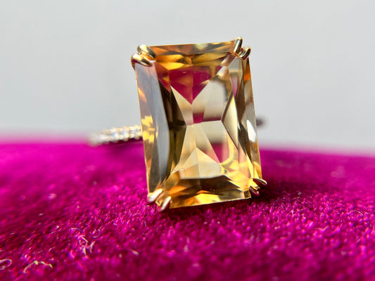Glamorous Emerald Cut Citrine