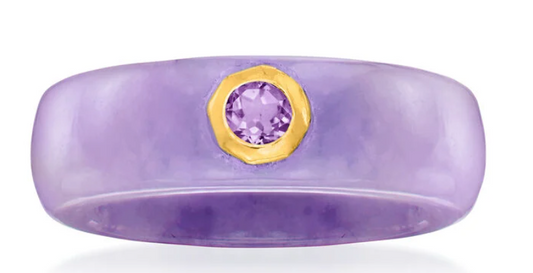 Lavender Jade and Amethyst Ring