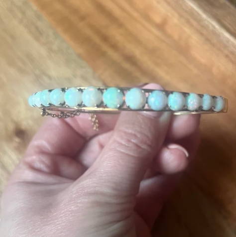 14k YG Opal Hinged Bracelet