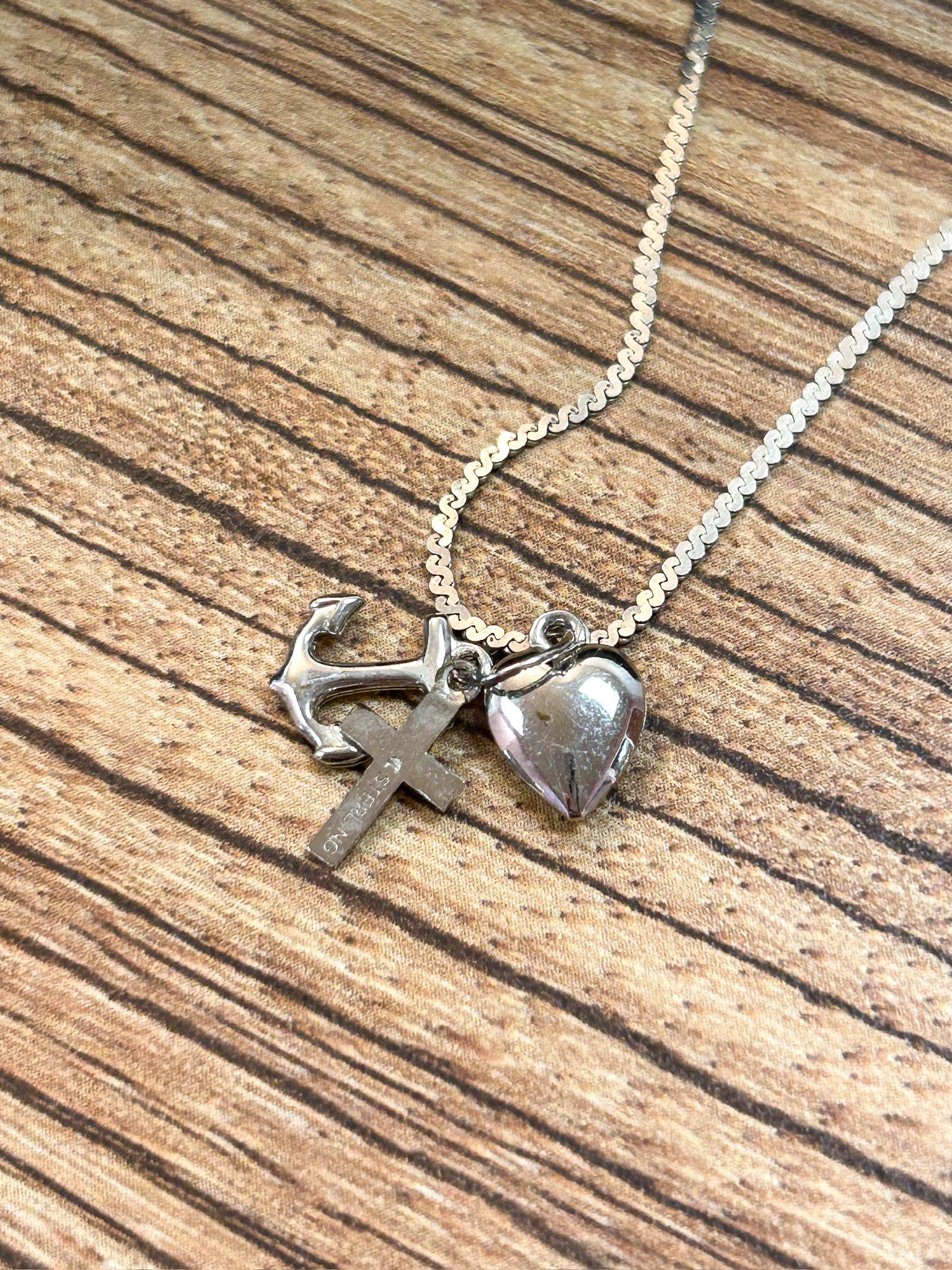 Sterling Silver Faith Hope & Love Necklace 925