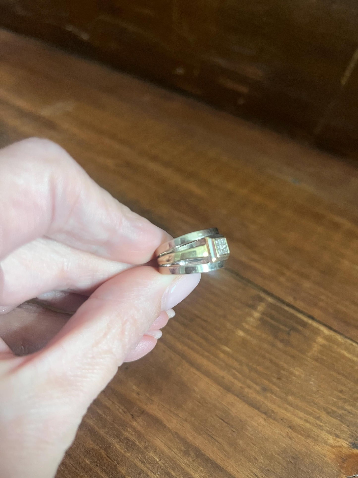 Three Row White & Yellow Gold DIAMOND Ring 14k