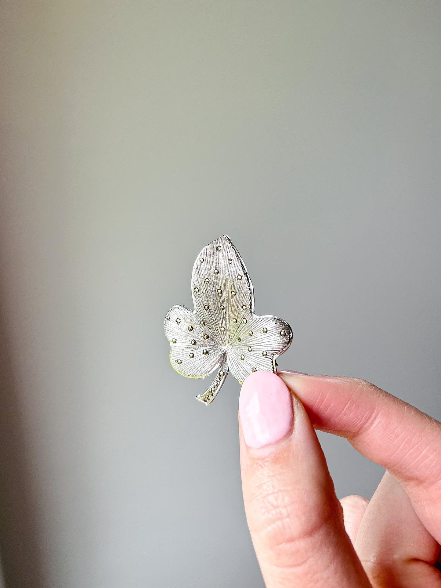 Sterling Silver Marcasite Clover Brooch