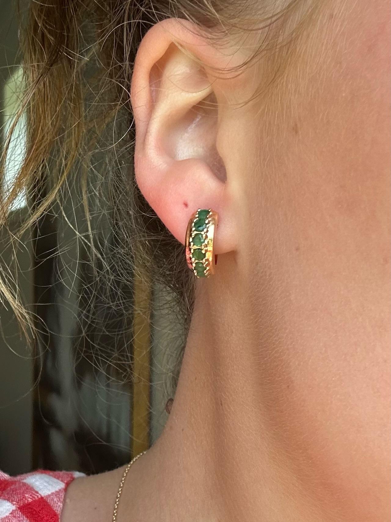 Vintage 925 Emerald Hugie Earrings