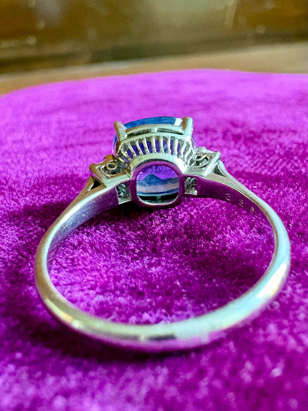 Certified 3.00 CT No-Heat Ceylon Sapphire & Diamond PT900 Platinum Ring