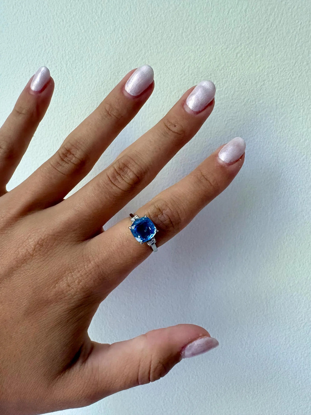 Certified 3.00 CT No-Heat Ceylon Sapphire & Diamond PT900 Platinum Ring